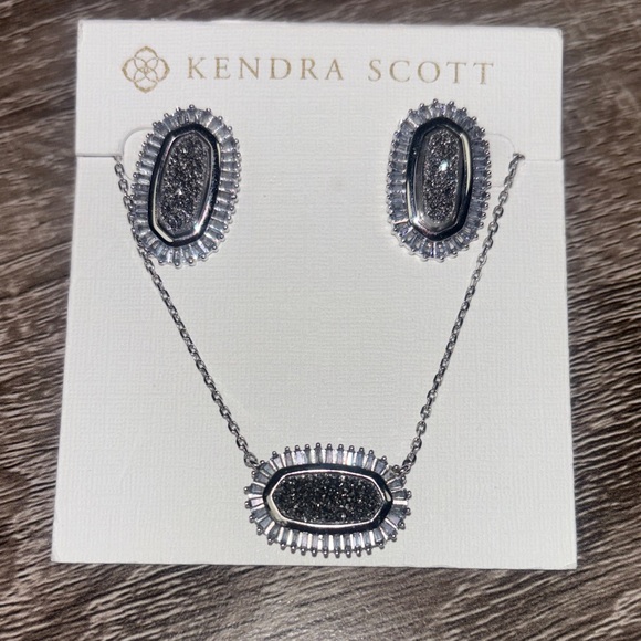 Kendra Scott Silver and Platinum Drusy Necklace & Earring Set - Picture 5 of 5